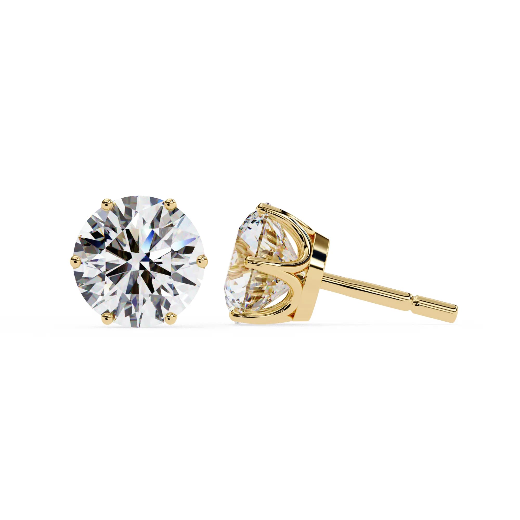 Round Lab Grown Diamond Stud Earrings Settings 2.57 CT