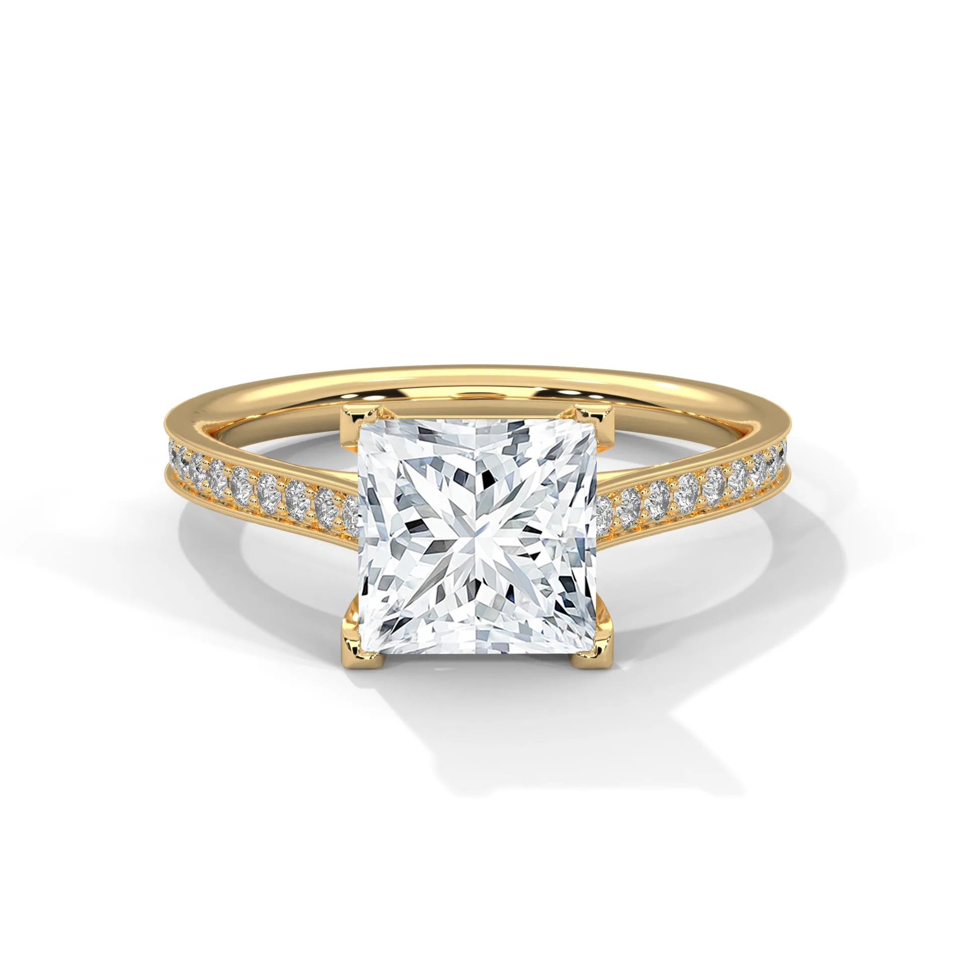 Princess Cut Diamond Cathedral Engagement Ring