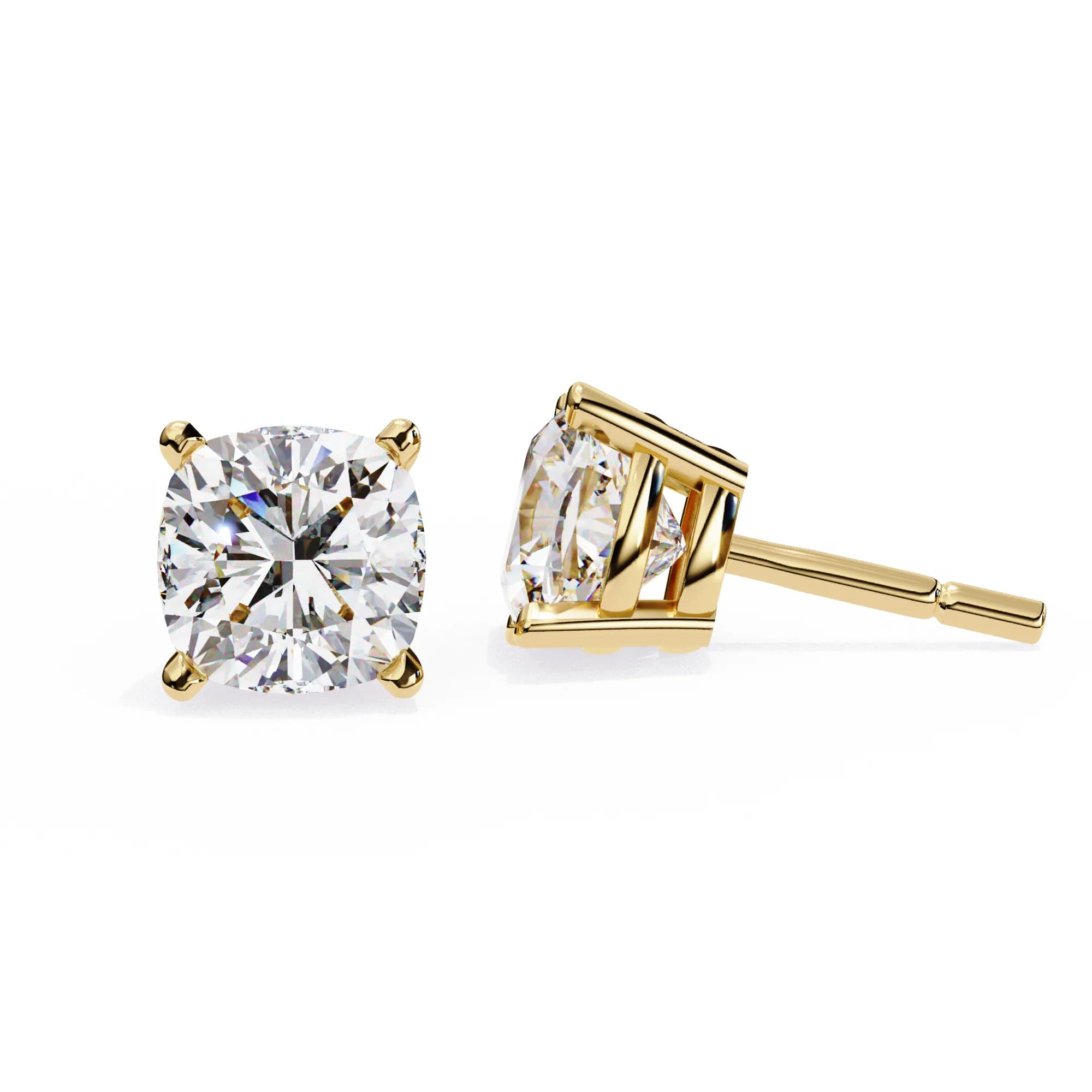 Cushion Cut Lab Grown Diamond Solitaire Stud Earrings 2.33 CT
