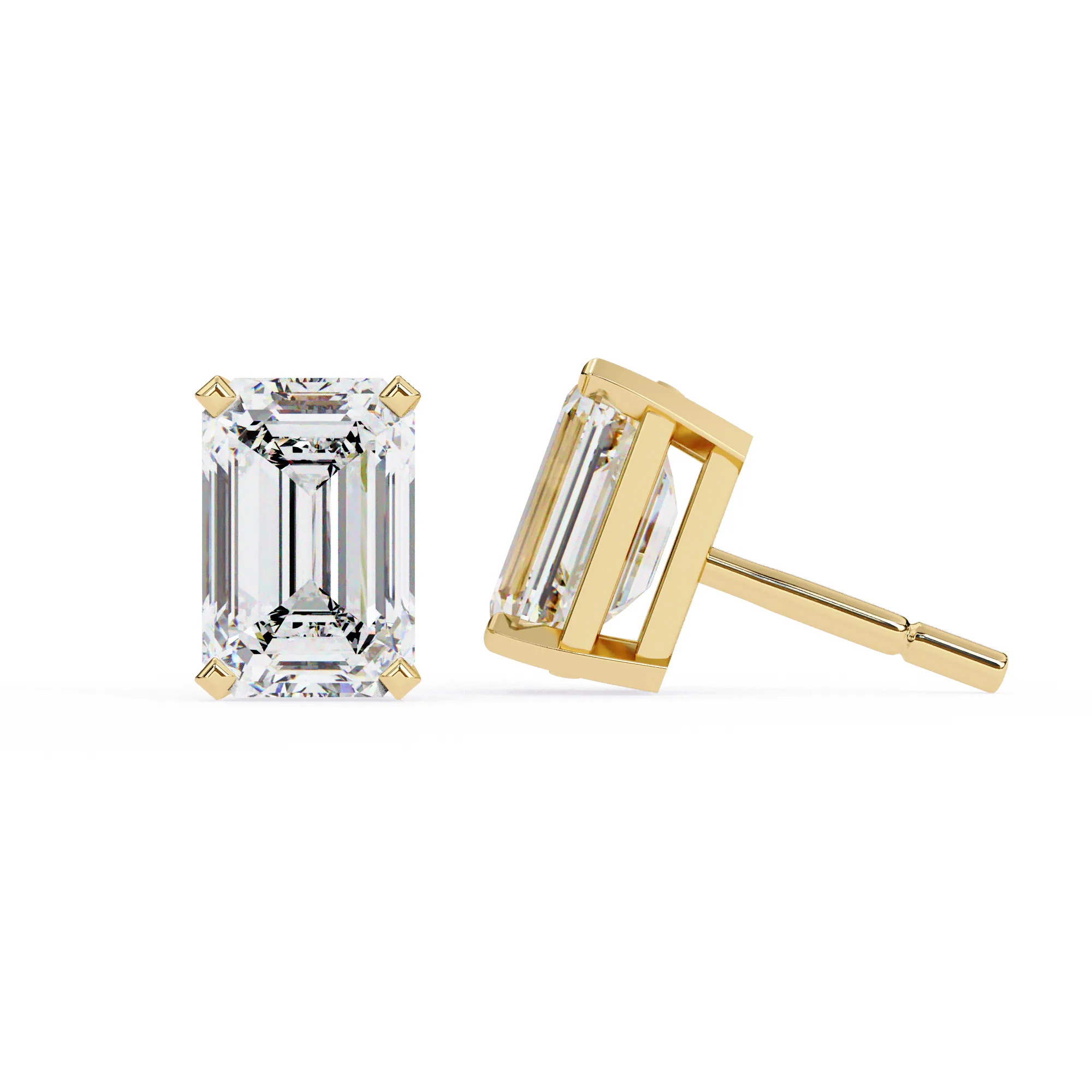 Emerald Cut Lab Grown Diamond Stud Earrings 2.39 CT