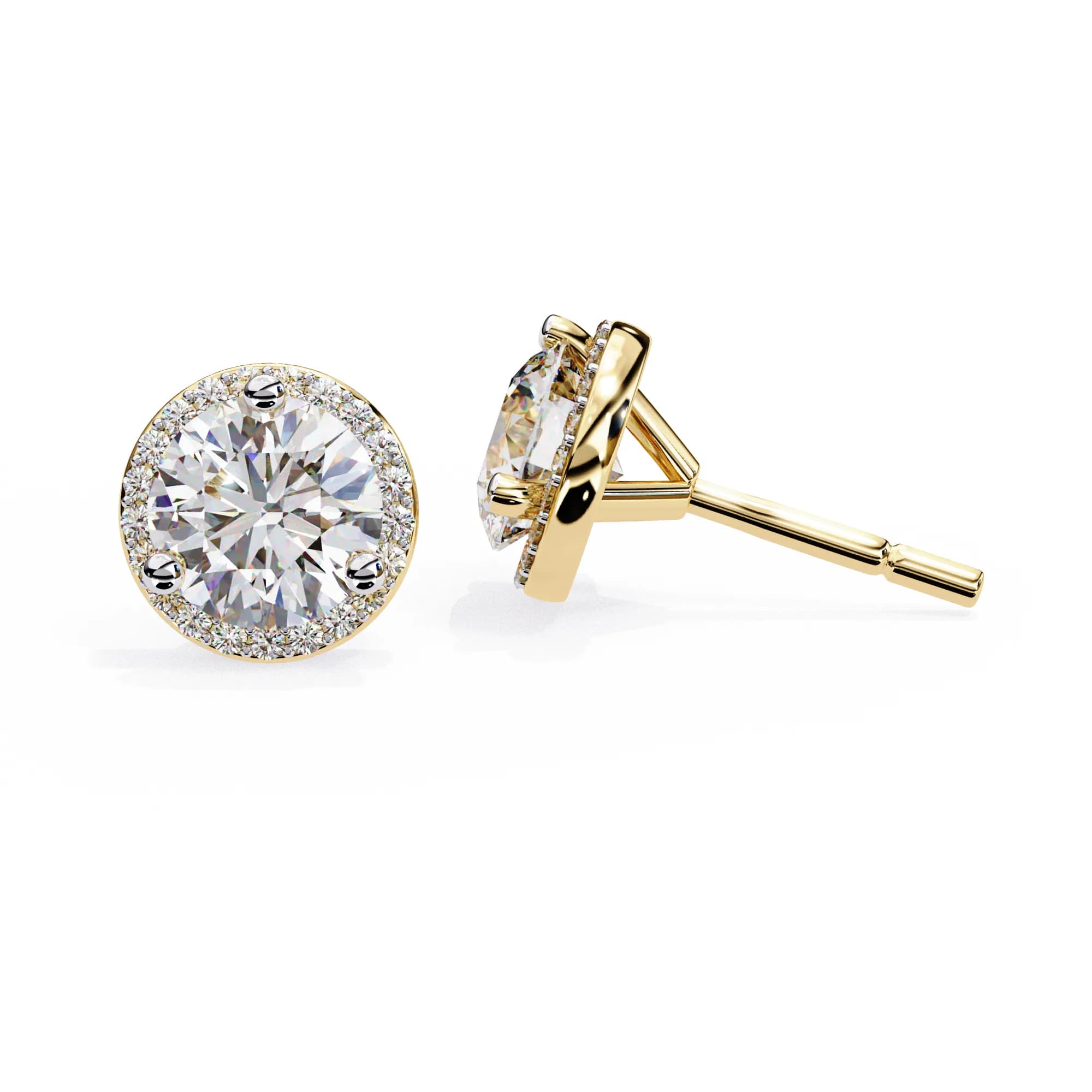 Round Lab Grown Diamond Classic Halo Stud Earrings