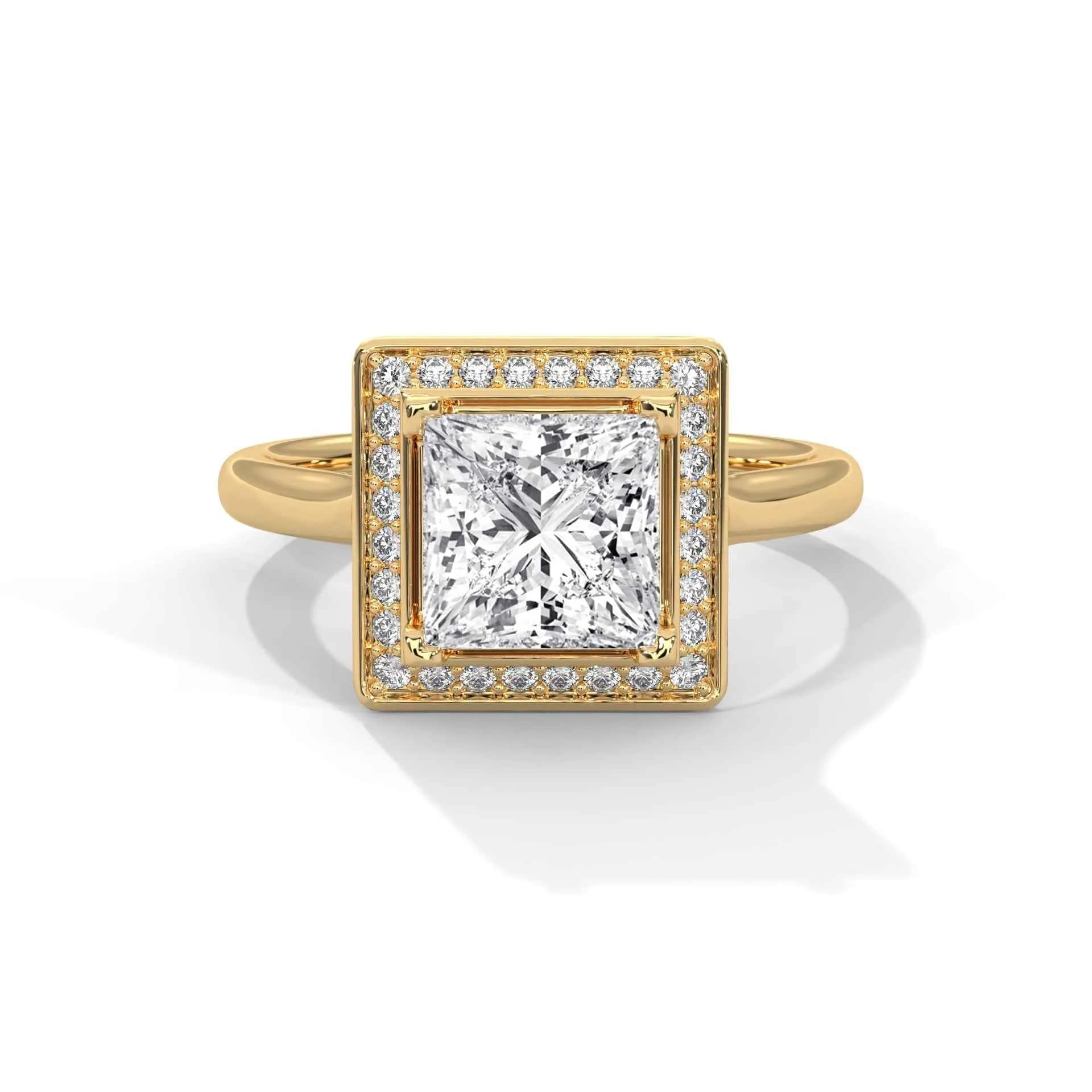 Princess Cut Lab Grown Diamond Halo Engagement Ring